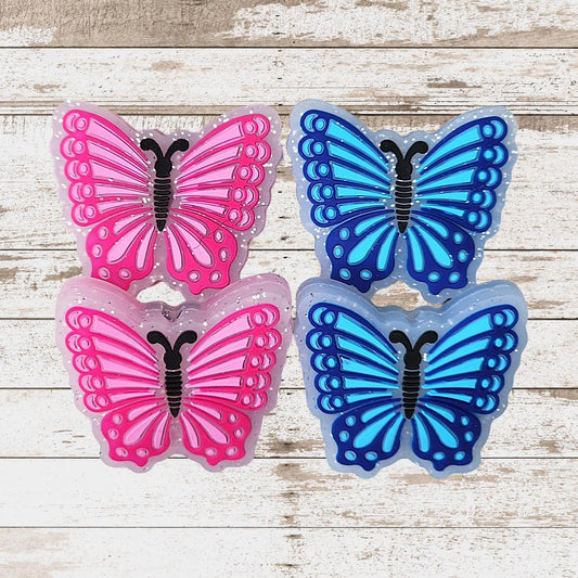 Pink & Blue Butterfly Focal Beads 168