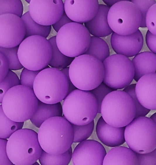 15mm Purple Silicone Beads