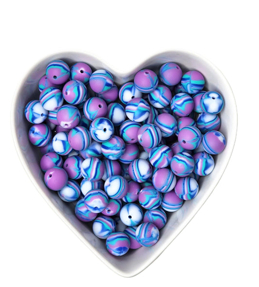 15mm Periwinkle Silicone Beads