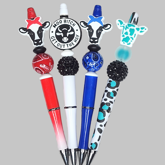 2H Cow Beaded Pens