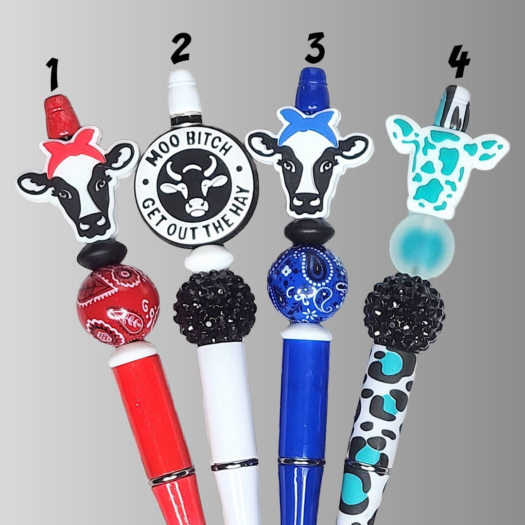 2H Cow Beaded Pens