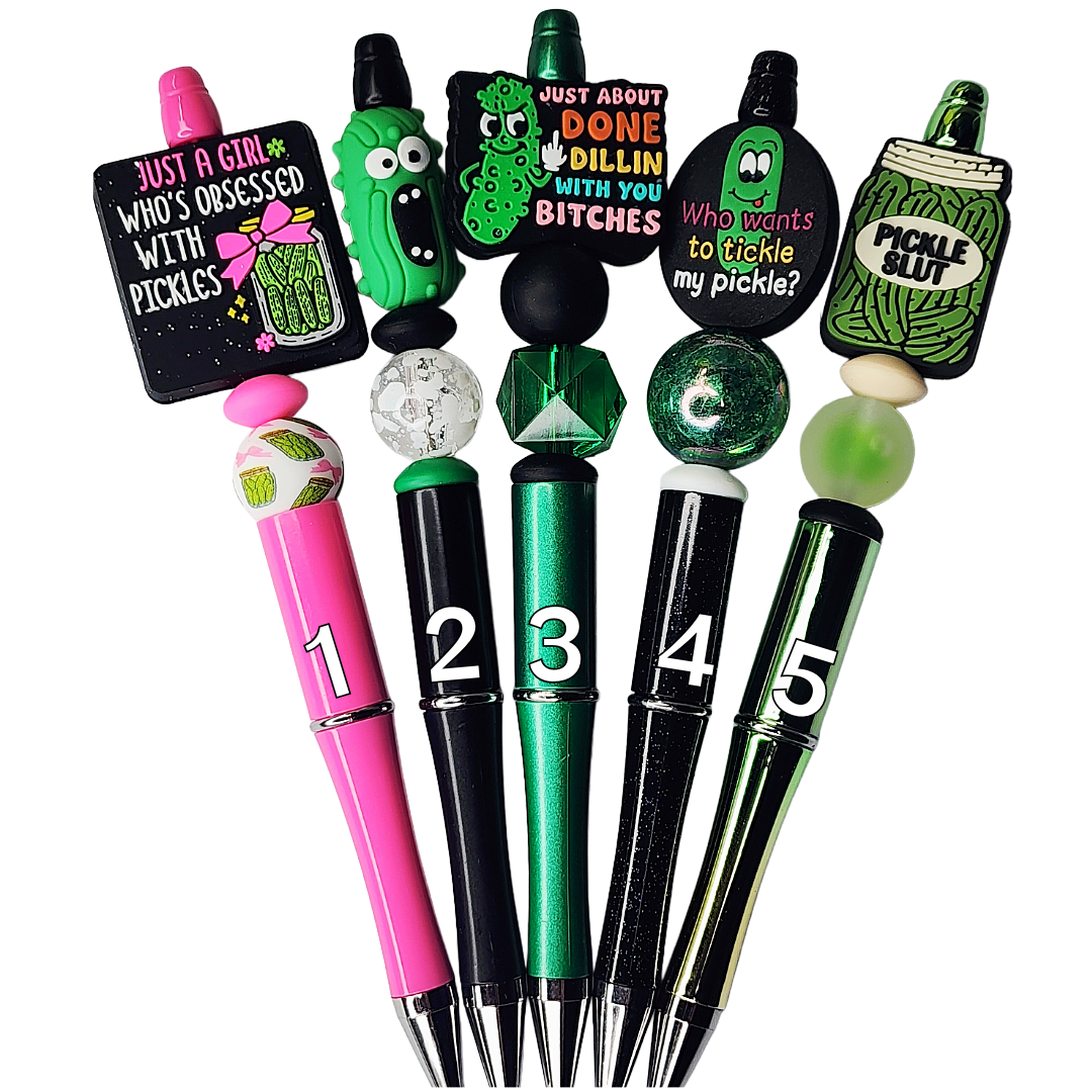 2T Funny Pickle Beaded Pens