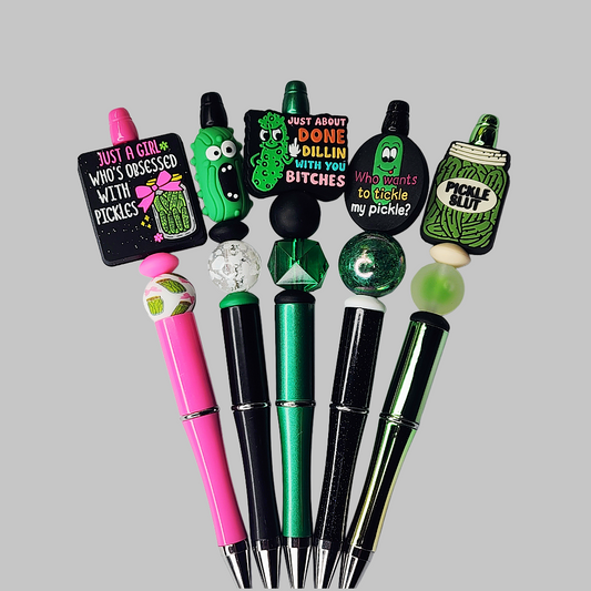2T Funny Pickle Beaded Pens
