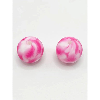 15mm Pink Tie Dye Silicone Beads