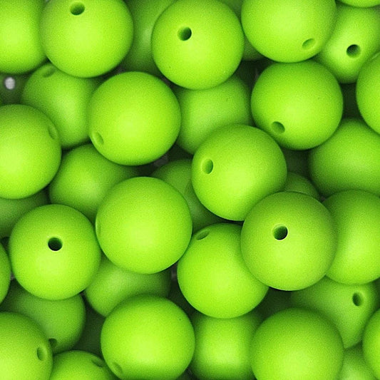 15mm Lime Green Silicone Beads