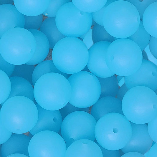15mm Translucent Blue Silicone Beads