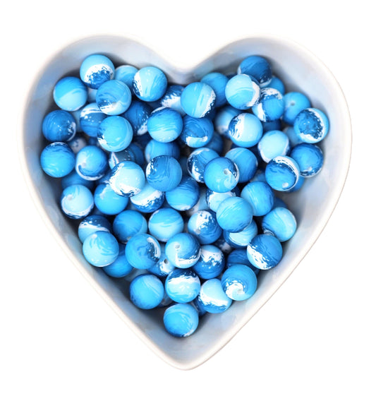 15mm Ocean Waves Silicone Beads