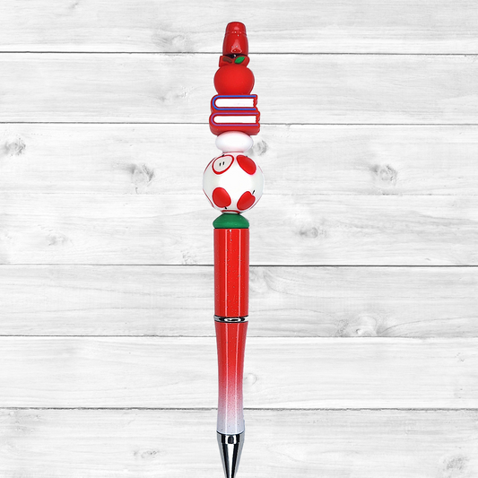 3D Teacher Apple & Books Beaded Pen