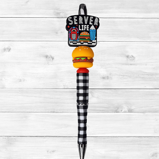 3D Waitress & Waiter Beaded Pen