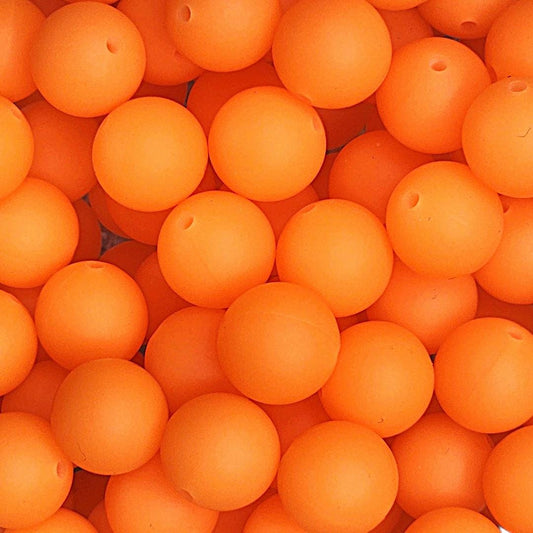 15mm Tangerine Orange Silicone Beads
