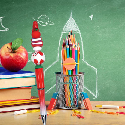 3D Teacher Apple & Books Beaded Pen
