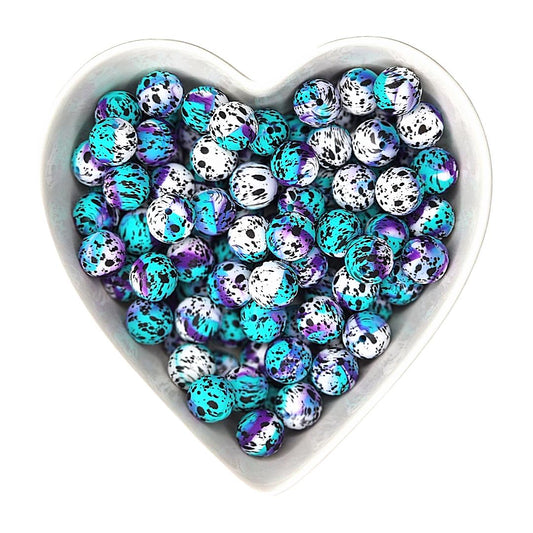 15mm Multi-Color Jasper Printed Silicone Beads