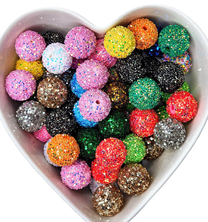 20mm Chunky Sequin Gumball Acrylic Beads Assorted Colors (10 pack)
