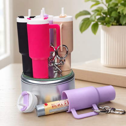 Mini Tumbler Chapstick Keychain Holder