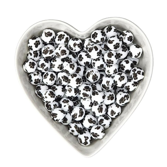 15mm Paw Print Silicone Beads