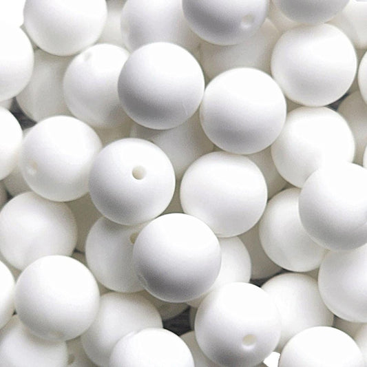 15mm White Silicone Beads