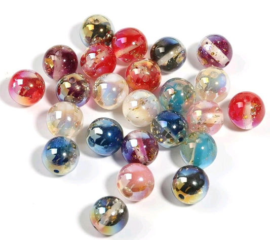 16mm Gold Foil Acrylic Beads (10 Pack)