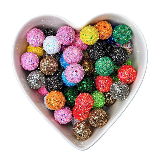 20mm Chunky Sequin Gumball Acrylic Beads Assorted Colors (10 pack)
