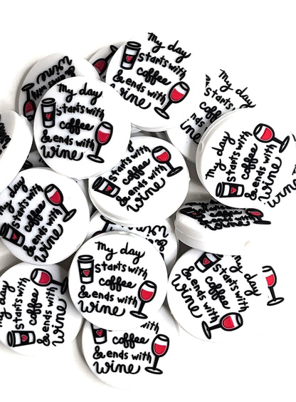Starts with Coffee Ends with Wine Focal Bead 01