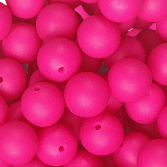15mm Fuchsia Pink Silicone Beads