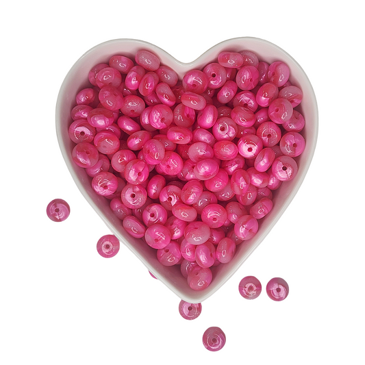 14mm Pretty in Pink Glossy Swirl Abacus Bead