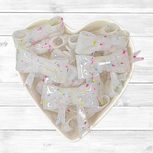 Rainbow Confetti Bow Straw Topper/Focal