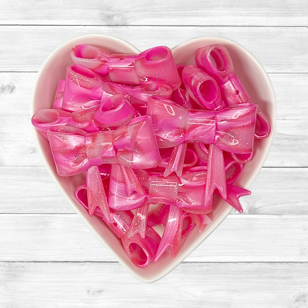 Pretty in Pink Glitter Bow Straw Topper/Focal