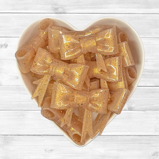 Gold Glitter Bow Straw Topper/Focal