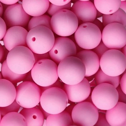 15mm Bubblegum Pink Silicone Beads