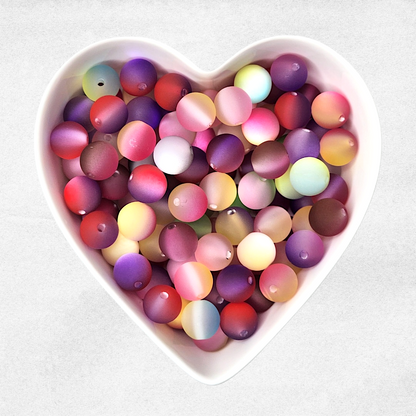 16mm Double Color Cat Eye Frosted Beads (10 pack)