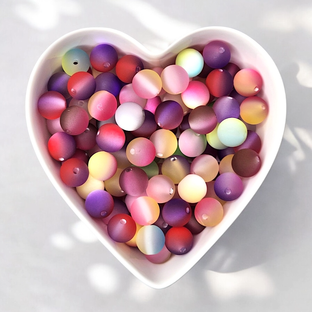 16mm Double Color Cat Eye Frosted Beads (10 pack)