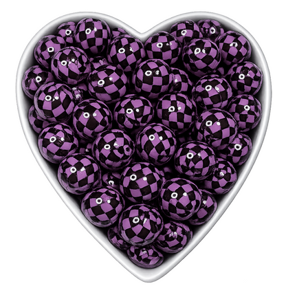 15mm Retro Purple Checkered Beads