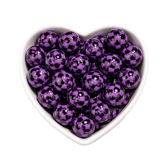 15mm Retro Purple Checkered Beads
