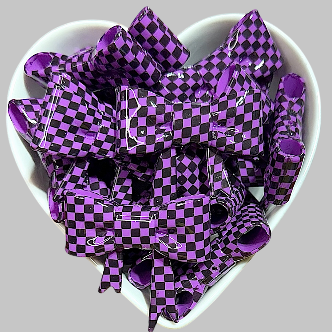 Retro Purple Checkered Large Bow Focal
