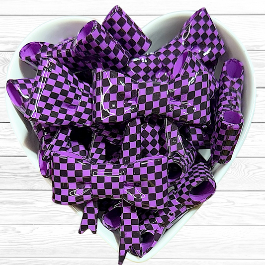 Retro Purple Checkered Large Bow Focal