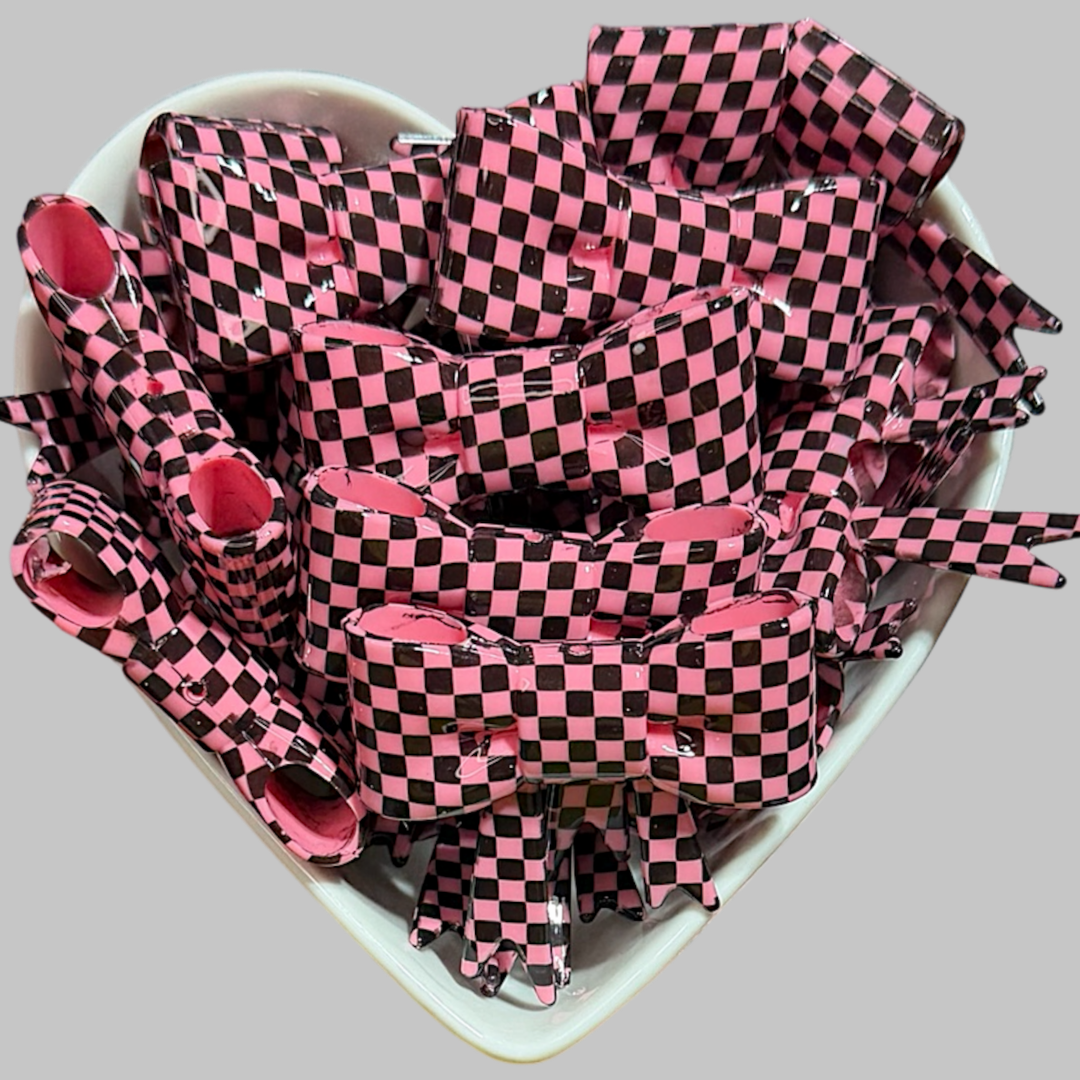 Groovy Pink Checkered Large Bow Focal
