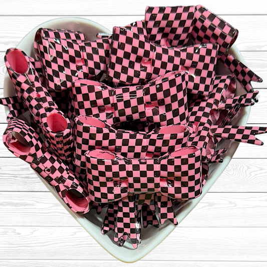 Groovy Pink Checkered Large Bow Focal