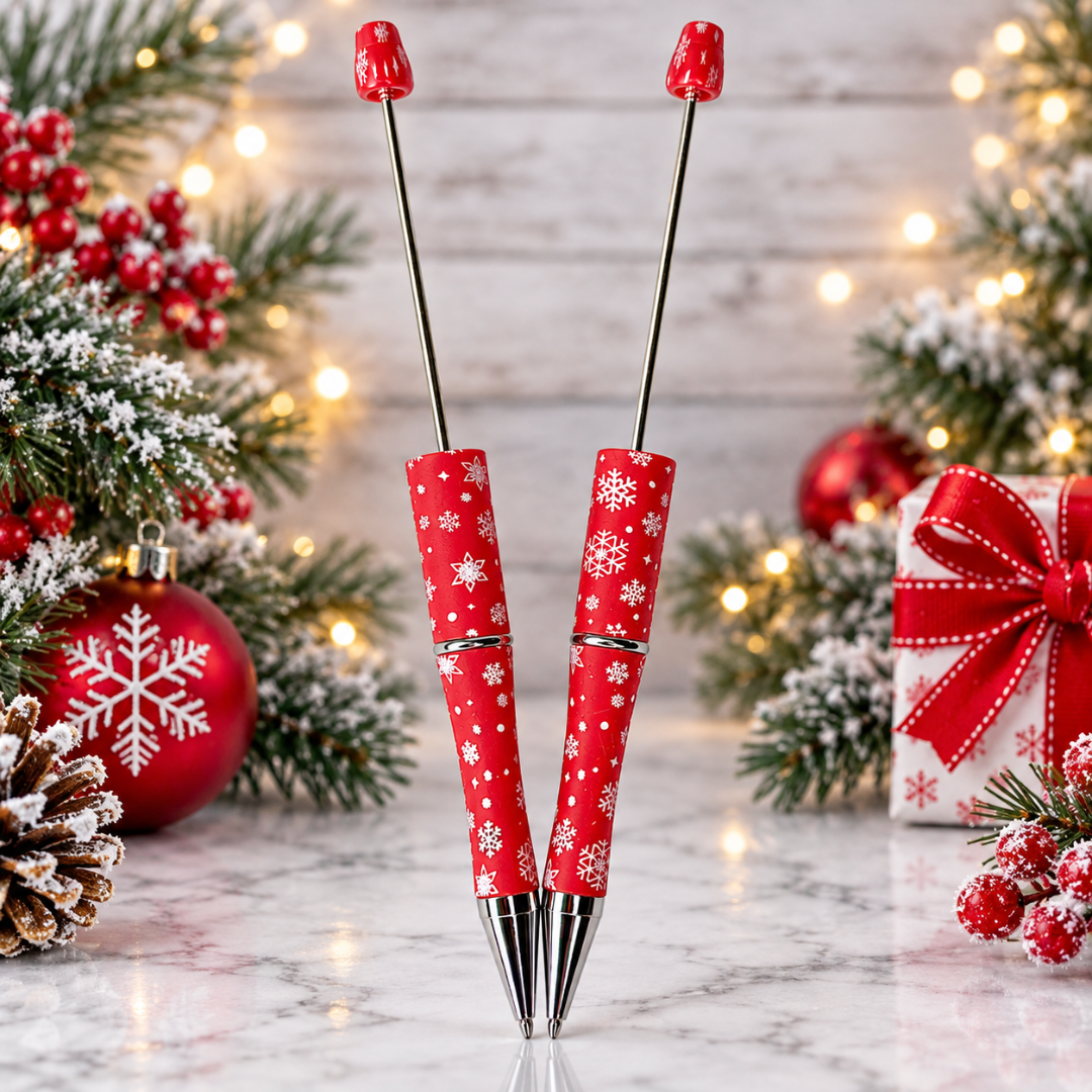 Snowflakes Printed Design Beadable Pen Blanks