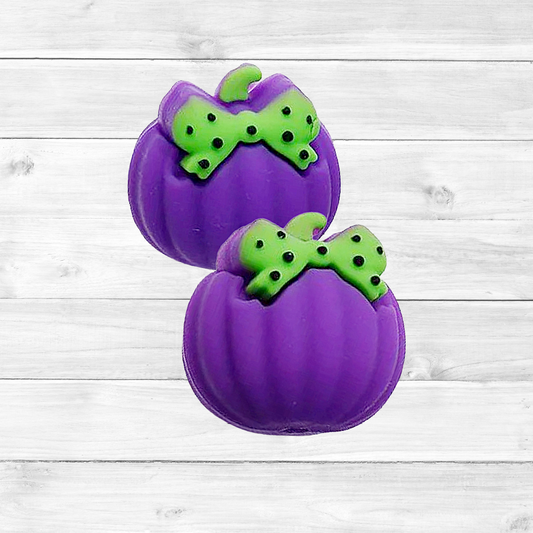 3D Pumpkin with Bow Focal Bead