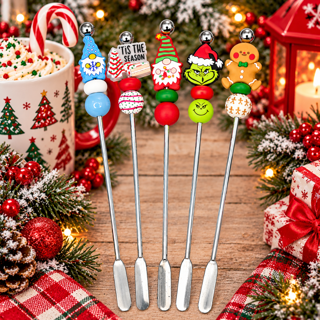 Beaded Christmas Coffee Stirrers