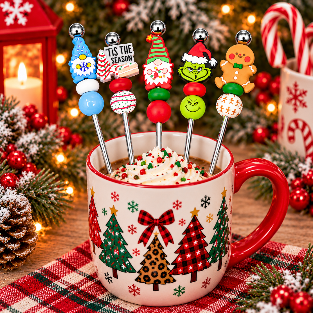 Beaded Christmas Coffee Stirrers