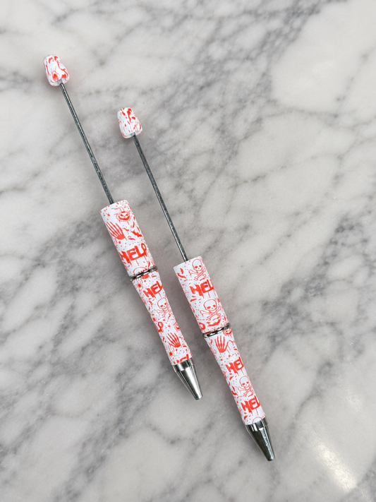 Help & Bloody Hand Print Beadable Pens