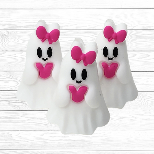 3D Ghost with Bow Focal Bead