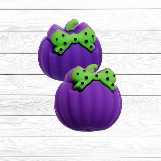 3D Pumpkin with Bow Focal Bead