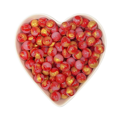 15mm Fireball Glossy Glitter Swirl Beads