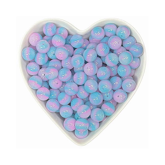 15mm Cotton Candy Glossy Glitter Swirl Beads