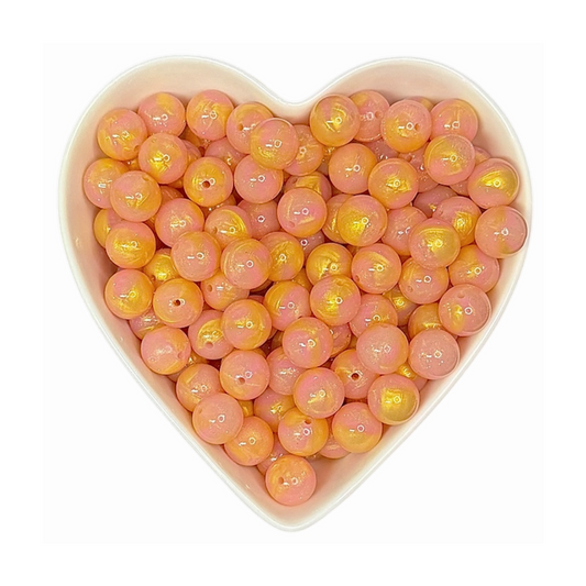 15mm Sangria Glossy Glitter Swirl Beads