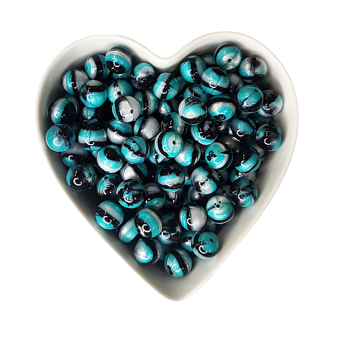15mm Twilight Glossy Swirl Beads