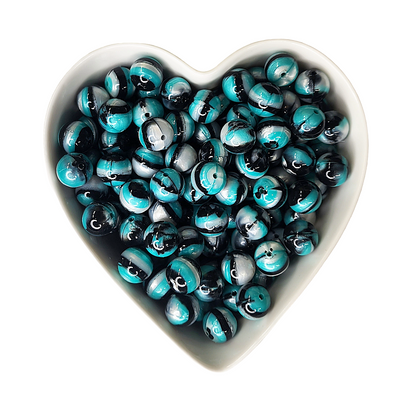 15mm Twilight Glossy Swirl Beads