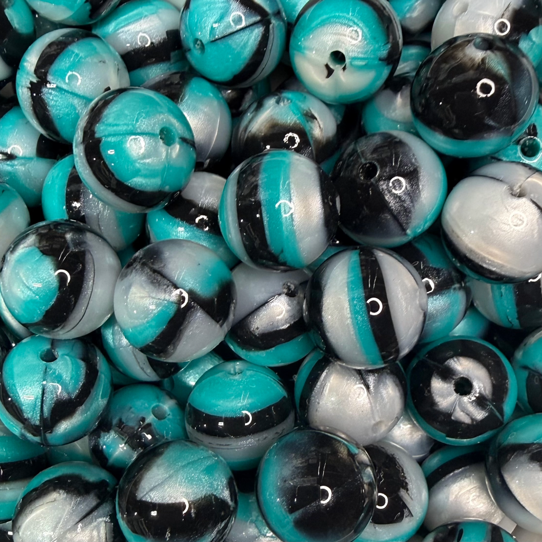 15mm Twilight Glossy Swirl Beads